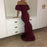 Bridelily Elegant Maroon Mermaid Prom Dresses | Short Puffy Sleeves Formal Dresses - Prom Dresses