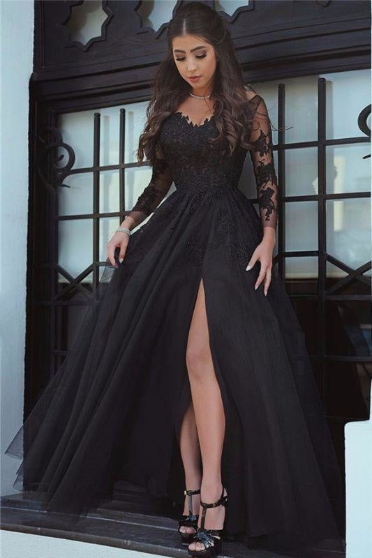Glamorous Black Cute Long Prom Dresses Cheap - Bridelily