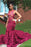 Bridelily Gorgeous Burgundy Mermaid Prom Dresses | Sexy Evening Gowns with Flowers Skirt - Prom Dresses