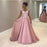 Bridelily Gorgeous Pink Lace Appliques V-Neck A-Line Cap-Sleeves Prom Dress - Prom Dresses