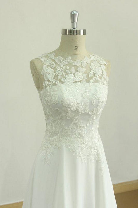 Bridelily Graceful Appiques Chiffon A-line Wedding Dress - wedding dresses
