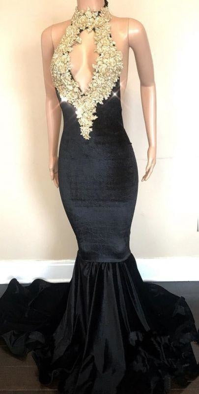 Bridelily Halter Backless Sparkling Sequins Prom Dresses | Mermaid Beads Appliques Sexy Evening Gowns FB0333-MQ0 - Prom Dresses