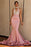 Bridelily Halter V-neck Mermaid Beading Prom Dress 2019 | Sexy Backless Pink Evening Dress with Long Train - Prom Dresses