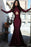 Bridelily High Collar Sexy Long Sleeve Evening Dress Burgundy Mermaid Open Back Formal Occasion Dress - Prom Dresses