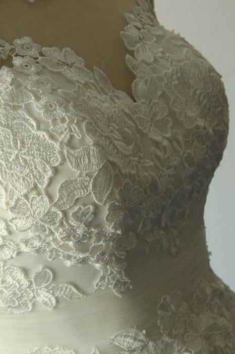 Bridelily Illusion Lace Tulle A-Line Mini Wedding Dress - wedding dresses