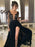 Bridelily Long Sleeves Black Side-Slit A-Line Prom Dresses - Prom Dresses