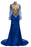 Bridelily Mermaid Long Sleeves Front Split Appliques Prom Dresses - Prom Dresses