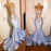 Bridelily Mermaid Long Sleeves V-Neck Satin Sweep/Brush Train Dresses - Prom Dresses