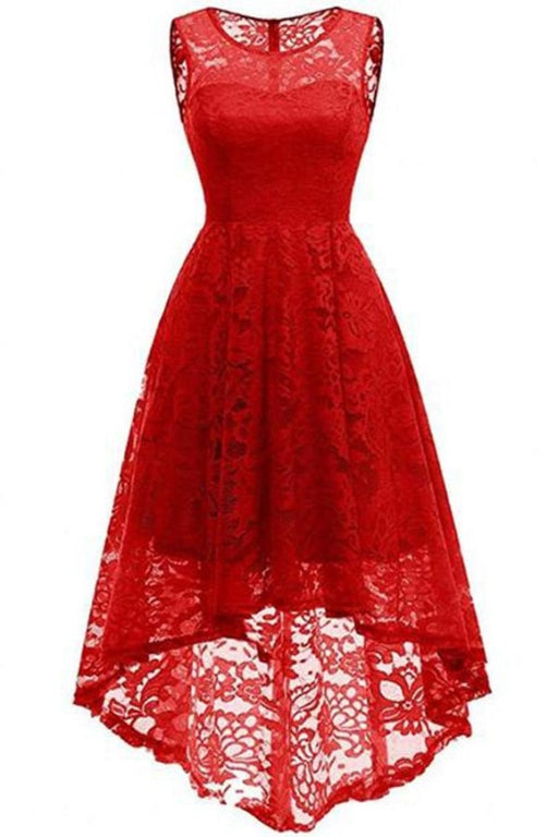 Bridelily New Long Maxi Lace Dress - Red / S - lace dresses