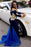 Bridelily Off The Shoulder Gold Lace Prom Dress | 2019 Royal Blue Velvet Sexy Evening Gown FB0321 - Prom Dresses