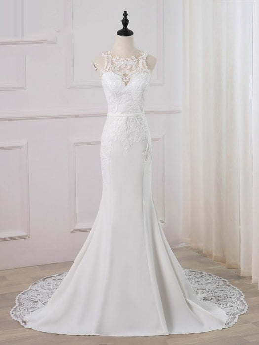 Bridelily Precious Spaghetti Strap Lace Mermaid Wedding Dress - Ivory - wedding dresses