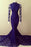 Bridelily Purple Lace Sexy Party Dresses Long Sleeve High Collar 2019 Evening Gowns - Prom Dresses