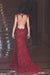 Bridelily Red Sexy Crystal Mermaid Evening Dress Vintage Spaghetti Strap Tulle Long Formal Occasion Dress - Prom Dresses