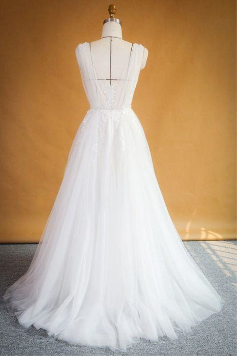 Bridelily Ruffle Applqiues Tulle A-line Wedding Dress - wedding dresses