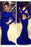 Bridelily Sexy Prom Dresses Long Sleeve Jewel Elegant Sweep Train Cross Back Blue Satin Evening Gowns - Prom Dresses