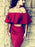 Bridelily Sheath 1/2 Sleeves Off-the-Shoulder Satin Two Piece Short/Mini Dresses - Prom Dresses