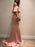 Bridelily Sheath Sleeveless Off-The-Shoulder Sweep/Brush Train With Ruffles Satin Dresses - Prom Dresses