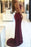 Bridelily Shiny Mermaid Burgundy Prom Dresses 2019 V-neck Straps Backless Sequined Formal Dress - Prom Dresses