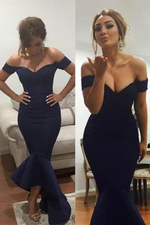 Bridelily Simple Off Shoulder Mermaid Long Formal Occasion Dress Sexy Cheap Trumpet Plus Size Evening Dress - Prom Dresses