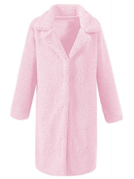 BrideLily Solid Colored Long Sleeve Faux Fur Coats - Blushing Pink / M - womens furs & leathers