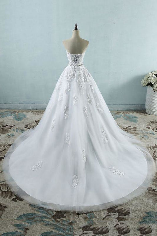 Bridelily Strapless Appliques Tulle A-line Wedding Dress - wedding dresses