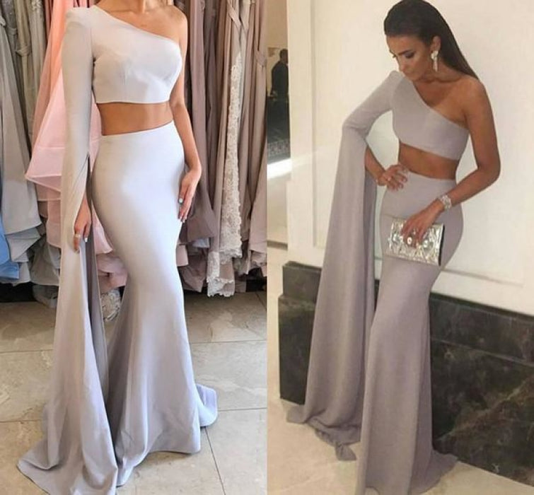 Bridelily Stunning Two-Pieces One-Shoulder Mermaid Floor-Length Prom Dress - Prom Dresses