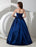 Bridesmaid Dresses Long Royal Blue Taffeta Evening Dress Floor Length Strapless A Line Pleated Prom Dress