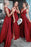 Burgundy Deep V Neck Split Bridesmaid Dress A Line Sleeveless Backless Prom Gown - Prom Dresses