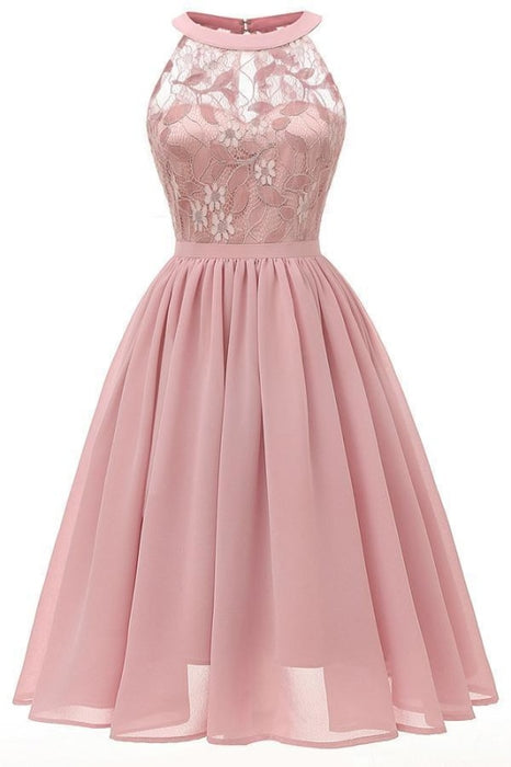 Burgundy Dress Women Hollow Out Ball Gown Dress - Pink / S - lace dresses