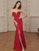 Burgundy Evening Dress Sheath Strapless Backless Sleeveless Zipper Pleated Floor-Length Chiffon Social Pageant Dresses
