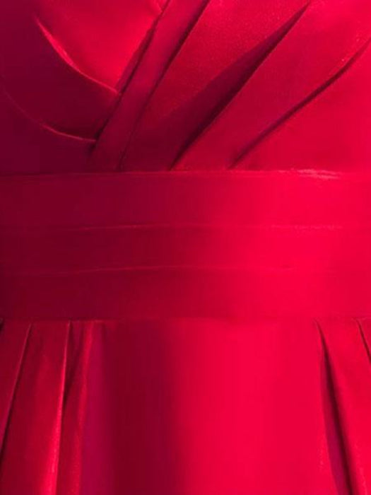 Burgundy Evening Dresses Long V Neck Sleeveless Pleated A Line Floor Length Evening Dress(APP ExclusivePrice  $89.99)