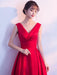 Burgundy Evening Dresses Long V Neck Sleeveless Pleated A Line Floor Length Evening Dress(APP ExclusivePrice  $89.99)