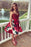 Burgundy Floral Homecoming Short Beaded Knee Length Cocktail Dresses - Prom Dresses
