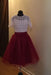 Burgundy Homecoming Top Cute Short Prom Dress with Lace - Prom Dresses