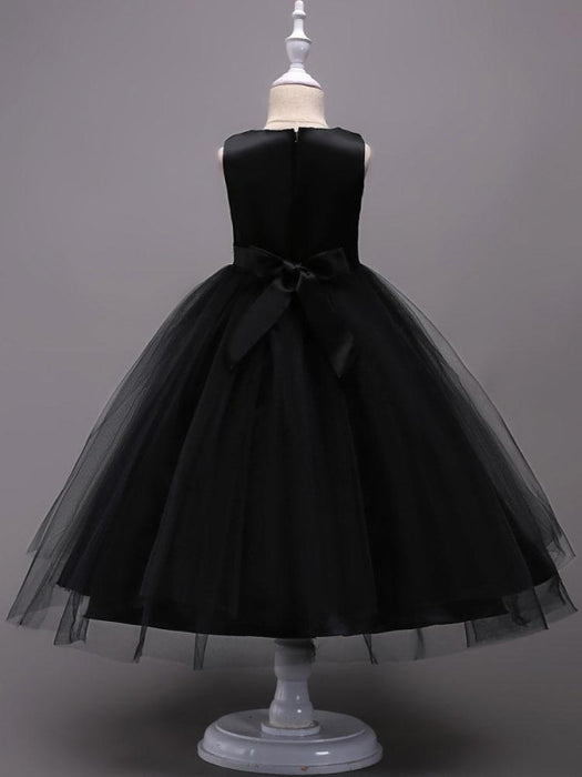 Flower Girl Dresses Lace Embroidered Kids Tutu Dress Tulle Sleeveless Burgundy Little Girls Party Dress