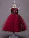 Flower Girl Dresses Lace Embroidered Kids Tutu Dress Tulle Sleeveless Burgundy Little Girls Party Dress