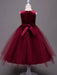 Flower Girl Dresses Lace Embroidered Kids Tutu Dress Tulle Sleeveless Burgundy Little Girls Party Dress