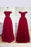 Burgundy Off the Shoulder Floor Length Prom Dress with Hand Made Flowers Belt - Prom Dresses