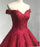 Burgundy Off the Shoulder Puffy Prom Lace Wedding Dresses Quinceanera Dress - Prom Dresses