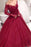 Burgundy Off the Shoulder Sleeve Applique Tulle Evening Long Prom Dress - Prom Dresses
