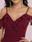 Burgundy Prom Dress V-Neck A-Line Sleeveless Backless Ruffles Split Front Chiffon Maxi Party Dresses