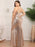 Burgundy Prom Dress V-Neck Backless Mermaid Sleeveless Sequined Bodycon Floor-Length Dresses