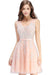 Burgundy Short Formal Gown Lace Applique V Neck Homecoming Dresses - Pearl Pink / US 2 - Prom Dress