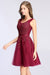 Burgundy Short Formal Gown Lace Applique V Neck Homecoming Dresses - Prom Dress