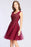 Burgundy Short Formal Gown Lace Applique V Neck Homecoming Dresses - Burgundy / US 2 - Prom Dress