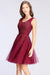 Burgundy Short Formal Gown Lace Applique V Neck Homecoming Dresses - Burgundy / US 2 - Prom Dress