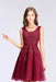 Burgundy Short Formal Gown Lace Applique V Neck Homecoming Dresses - Prom Dress
