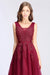 Burgundy Short Formal Gown Lace Applique V Neck Homecoming Dresses - Prom Dress