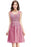 Burgundy Short Formal Gown Lace Applique V Neck Homecoming Dresses - Dusty Rose / US 2 - Prom Dress