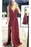 Burgundy Sleeveless Prom Spaghetti Strap Split Satin Party Dresses - Prom Dresses